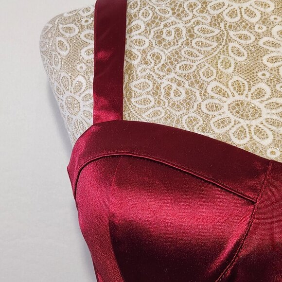 Trixxi Women's Size M Merlot Satin Adjustable Strap Padded Cup Bralette Coquette - Picture 7 of 11